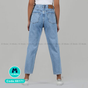 شلوار عمده جین زنانه مام استایل زاپدار آبی روشن کد 66171